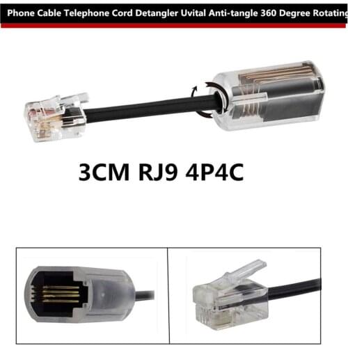 0.3m telephone line Cord RJ9 4P4C connector phone cable wire for analog digital phone 360 Degree Rotating Telephone Cord