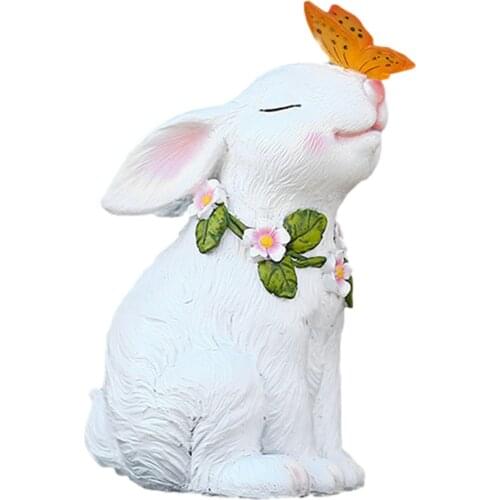 Solar Outdoor Rabbit Light Waterproof Solar Power LED Lawn Lamp Rabbit Resin Statue Rabbit Decor Garden Halloween Craft
