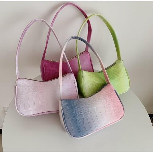 Ladies Vintage Handbag Tote Purse PU Leather Gradient Color Shoulder Hobos Bag Popular Simple Female Daily Bag