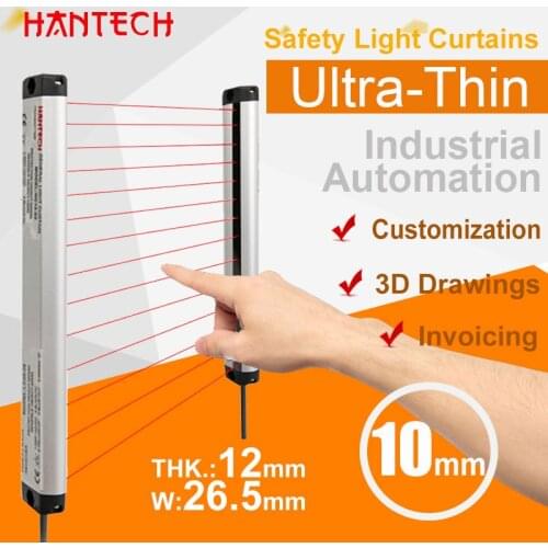Safety Light Curtains 10mm Infrared Sensor Grating Industrial Automation Protect Transistor Ultra-Thin 24V Factory Customization