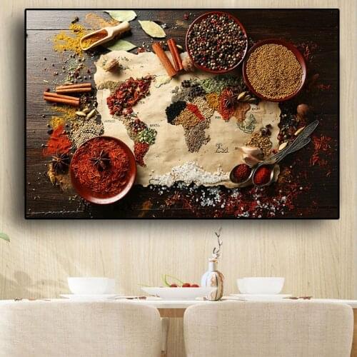 Grains Spices World Map Kitchen 5d diy diamond painting full drill square round pictures mosaic diamond embroidery round drill
