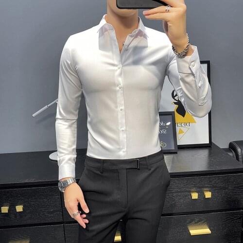 Plus Size 7XL 6XL 5XL White Shirt Men Fashion 2021 Long Sleeve Shirts for Men Clothing Korean Slim Fit Shirt Dress Formal Wear
