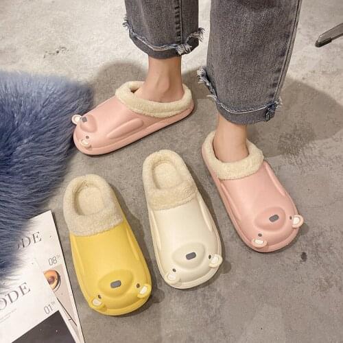 Womens shoes fashion cotton slippers winter boys and girls plush cotton shoes indoor non slip home shoes