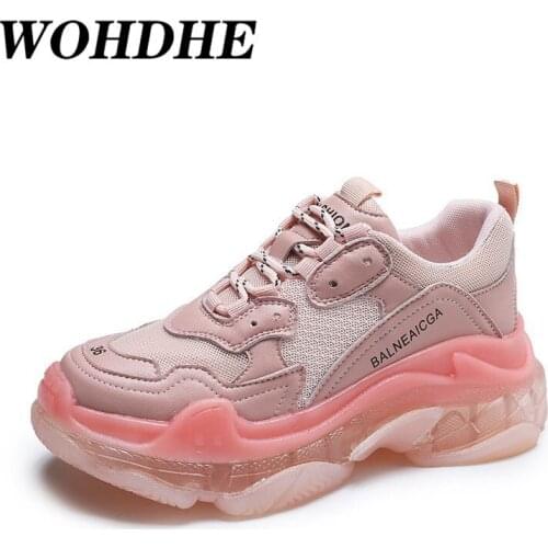 WOHDHE Women Casual Comfortable Shoes Breathable Lace-up Pink Beige Mesh Sneakers Sport Outdoor Chaussure Trainers Walking