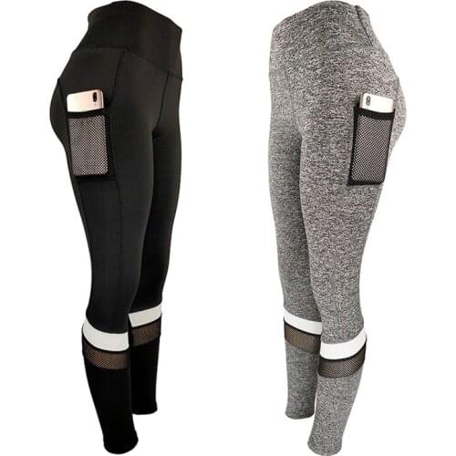 Women Side Mesh Pocket Mesh Patchwork Sexy Yoga Pants Breathable High Elastic Sports Fitness Running Pants Jogging Exercise Wear