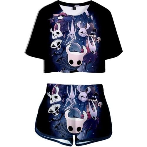 Hollow knight Printed Women Tracksuit Casual Two Piece Set Sexy short tshirt Tops and shorts Outfits Summer Women Sets