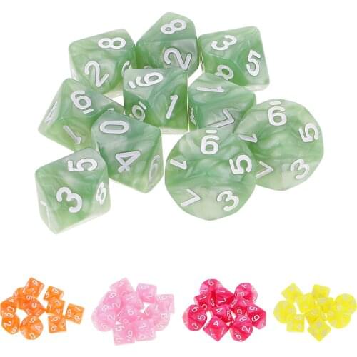 10PCS D10 Polyhedral Dice 10 Sided Dice for Dungeons and Dragons Table Game Board Game Dice Party Gambling Dices
