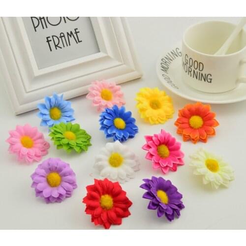 500pcs 5cm cheap Artificial flowers diy wreath wedding decora door lintel flower silk daisy fake sunflower Stamens handicrafts