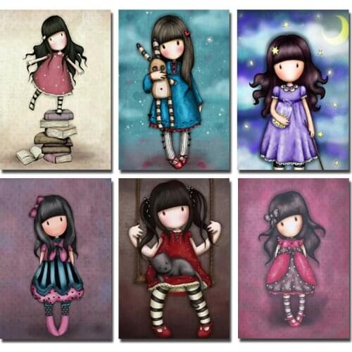 5D Diamond painting Cartoon Girl Picture Full Square/Round Diamond Embroidery Cross stitch Gift Kits Home Decor Mosaic Needlwork