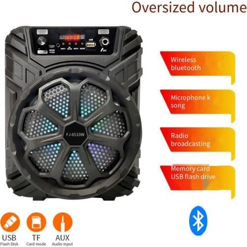 6.5 Inch Bluetooth-compatible Trolley Speakers Built-in Li Battery Colorful Lights Mic Large Volume Audio Home Party Subwoofer