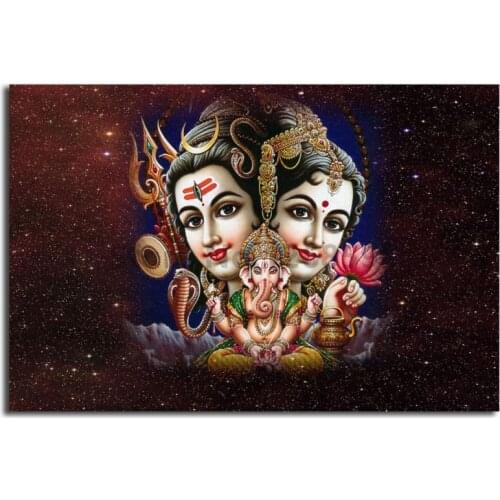 Lord Shiva Parvati Ganesha Animated Wallpaper Canvas Posters Prints Wall Art Painting Decorative Picture Modern Home Decoration