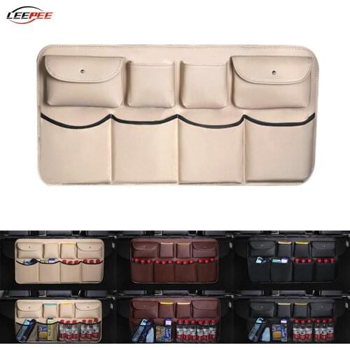 Large Capacity Car Trunk Storage Bag Box Rear Seat Hanging Pocket PU Leather For Truck SUV MVP Hatchback Auto Accessories
