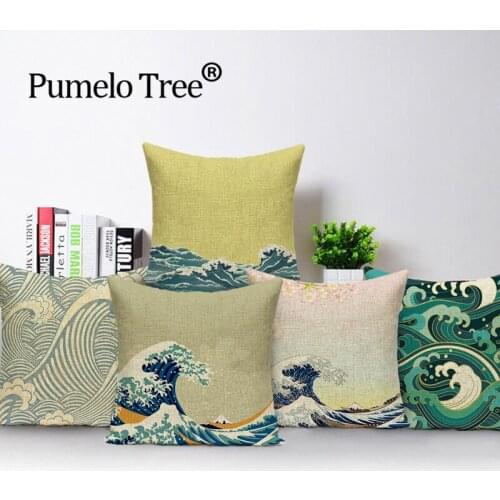 Marine Style Cushion Cover Striped Waves Living Room Pillows Case Print Pillow Cases Nordic Sofa Car Cushions Covers Almofadas