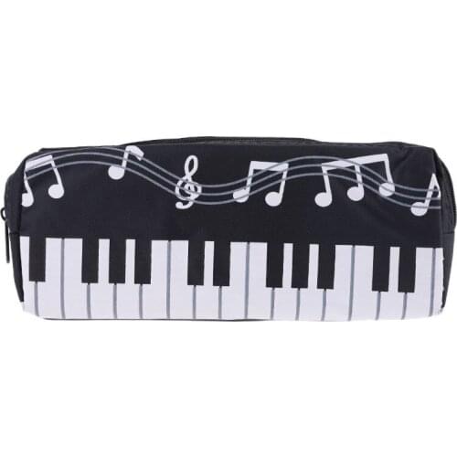 Music Notes Piano Keyboard Pencil Case Large Capacity Pen Bags Stationery Office School Supplies