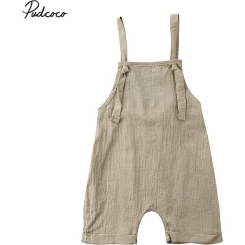 Pudcoco 2018 Toddler Baby Boy Girl Bib-style Rompers Jumpsuit Playsuit Outfits Cool Summer Backless Bandage Baby Rompers 0-3T
