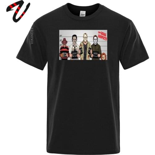The Usual Suspects Tops Horror Movie Film Leatherface Halloween Cartoon Print T-Shirt Men Sweatshirt O-neck T Shirt Cool Tees