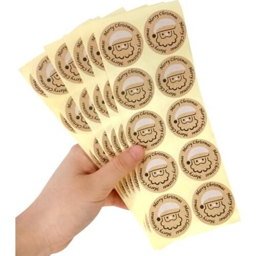 100Pcs/pack Classic multipurpose Christmas Round Kraft Sticker DIY Paper Label Kid Stationery Stickers