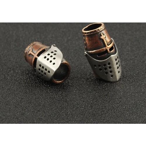 1pcs Helmet Brass Knife Beads Copper Paracord Bracelet Accessories Knights Vintage Armor DIY Paracord Bead