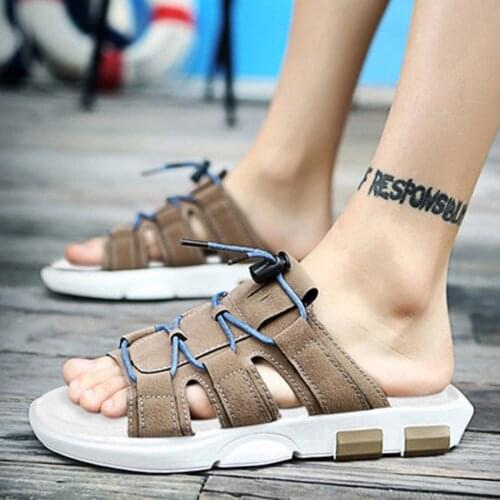 Mens shoes 2020 new lace-up decoration beach shoes soft soles comfortable non-slip cool slippers plover shoes