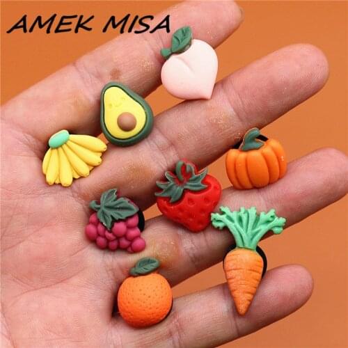 Novel Single Sale Cute Mini Shoe Charms Accessories Simulation Fruits&Vegetables Shoe Decoration fit croc jibz Kids X-mas Gifts