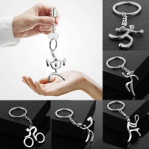 2019 New Arrival 1PC jewelry Basketball Cycling Silvery Sport Key Chain 6 Models Soccer Running Weightlifting keychain ring