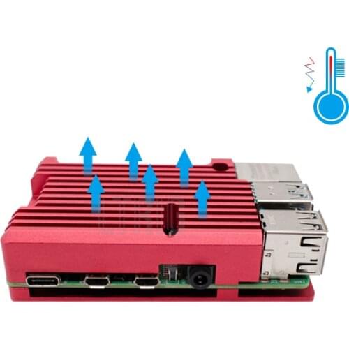 Custom OEM Red, green, purple aluminum raspberry PI 4 boxes dual fan kit/box + radiator for the Raspberry PI 4 model