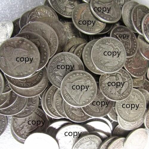 US Full set(1840-1891)P/O/CC/S 104pcs Seated Liberty Quater Dollar Silver Plated Copy Coin