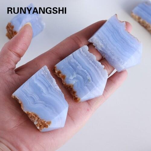 1PC Natural Blue Chalcedony agate raw stone slice energy gem decoration irregular thin stone decorative ornaments