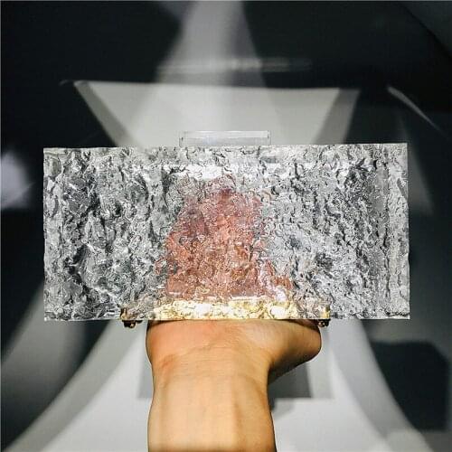 Clear Acrylic Box Clutch Bag Women Luxury Transparent Clutch Purses Ladies Acrylic Crystal Handbag Evening Should Bags
