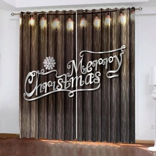 Luxury Blackout 3D Window Curtains For Living Room Bedroom brown woods christmas curtains