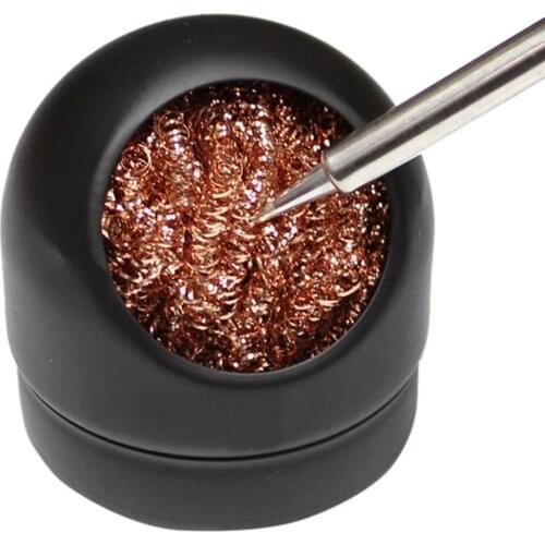 Copper Wire Brush With Stand Welding Desoldering Soldering Iron Tips Cleaner Brass Dross Cleaning Steel Ball Mesh Filter Tools