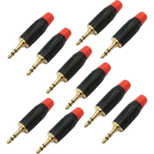3.5mm Plug 3 pole Stereo AUX Cable Connector Microphone Mixer Speaker Earphone DIY Gold Plated Audio Male Jack
