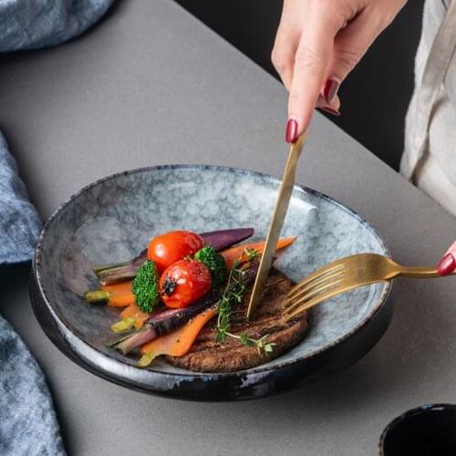 Japanese-style Table Setting Plate Tableware Creative Ceramic Special-shaped Western Food Art Plate Home Cold Dish Steak Plate