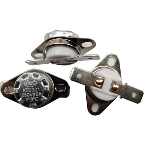 50PCS thermostat KSD301 10A Temperature Switch Normally Closed Thermal Control 165C 180C 200C 210 240C 260C 280C 300C Degree
