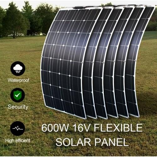 Thin high efficiency 600w DIY flexible 12v solar panel 100w 6pcs lightweight solar panels for generator