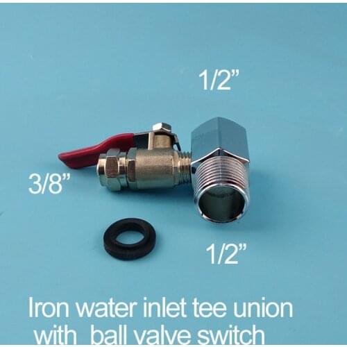 Water purifier iron three connection water intake tee fitting three-way piece 1/2"to 3/8" ball valve switch pure tee union