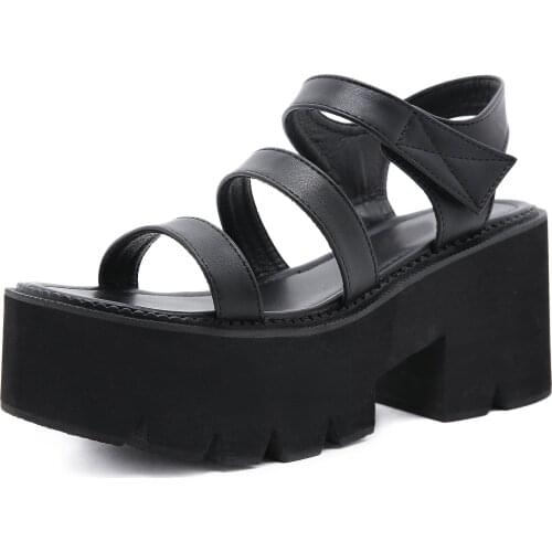 New Womens Sandals Platform Shoes Summer Chunky Shoes in Black Size 40 41 42 qq028