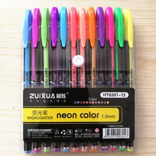 12pcs/set Stationery Colorful Highlighter Pen Color Mark Pen School Supplies