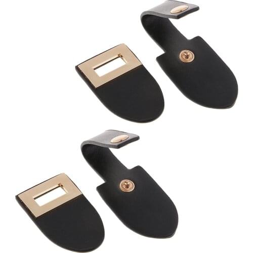 2 Sets Sew on PU Leather Snap Buckle Replacement Bag Fastener Making DIY 4.5 inch x 1.2 inch - Black