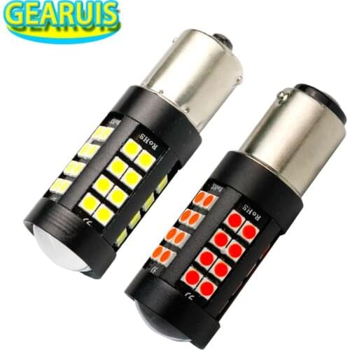 2pcs 1156 BA15S LED 44 SMD 3030 0.3A Lens BAU15S 1157 BAY15D Car Brake Lights auto Reverse Daytime Lamp Amber red car styling