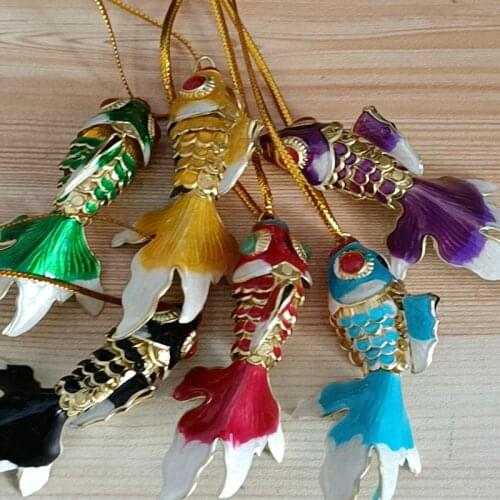 Big 3 size Vivid Swing Fancy Lucky Fish Keychain Chinese Cloisonne Animal Enamel Goldfish Charms Key Chain Birthday Gifts 1pcs