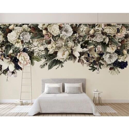 Beibehang Custom decorative painting modern minimalist nordic retro flowers american background papel de parede 3d wallpaper