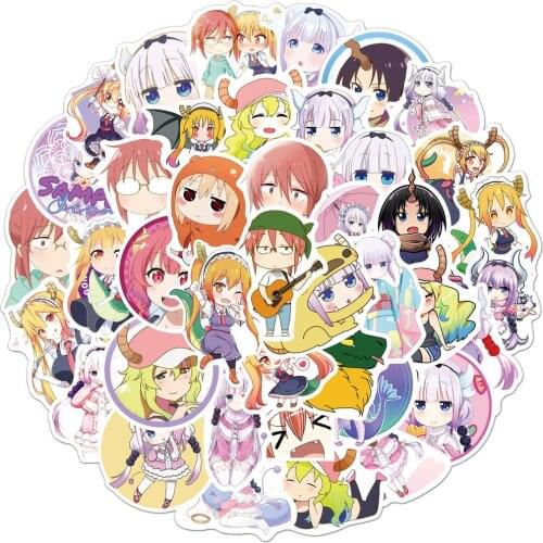 50PCS Anime Miss Kobayashis Dragon Maid Stickers Gift For Girl DIY Stationery Laptop Guitar Phone Notebooks Cute Decal Sticker