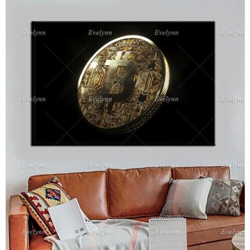Bitcoin Canvas Art,Digital Currency Canvas Print,Bitcoin Wall Art Poster,Abstract Cryptocurrencies Print,Blockchain,Office Decor
