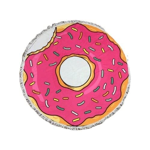 Foodie Printed Large Round Beach Towel Boho Beach Towels Microfiber Round Fabric Bath Towels for Living Room Home Decorative Mat