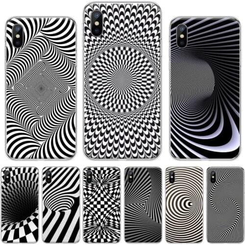 Black and white Psychedelic trippy art pattern luxury Phone Case cover For iphone 12 5 5s 5c se 6 6s 7 8 plus x xs xr 11 pro max