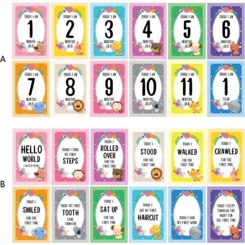 Newborn Baby Milestone Photo Sharing Cards Babys 1st Year Memory Photo Props