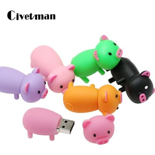 Pen Prive Cartoon Pink Pig Pendrive 8GB 16GB 32GB 64GB 128GB Usb Flash Drive 256GB USB 2.0 Flash Memory Stick Disk on key Gift