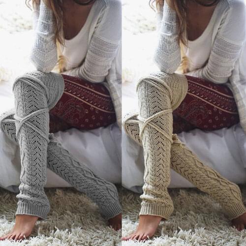 Hot Thicken Women Warm Knee High Leg Warmers Winter Knit Crochet Boot Leg Warmers