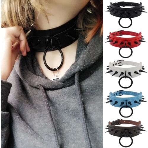 Gothic Jewelry Punk Spike goth Choker Necklaces Women Collar Studded Rivet Black Pu Leather Men Necklace Chocker Halloween Gifts
